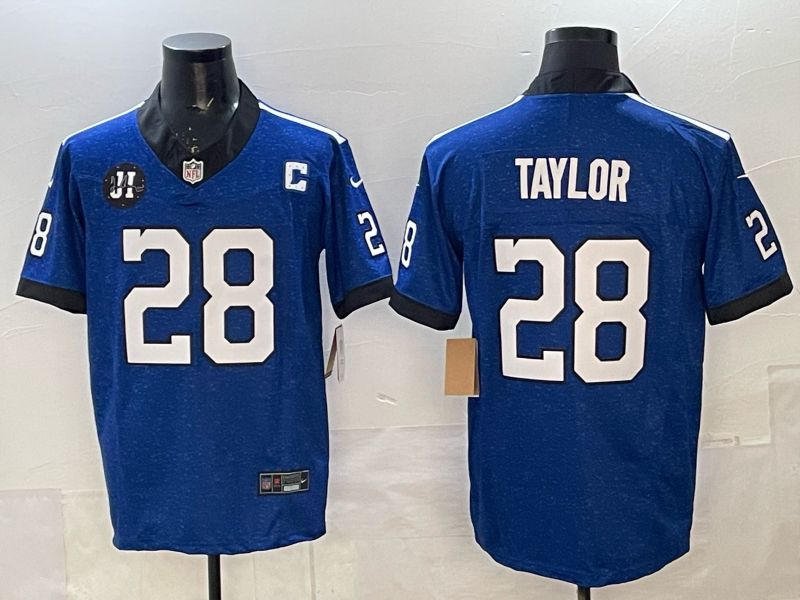 Men 2025 Nike Indianapolis Colts #28 Taylor blue Throwback 3th generation Limited NFL Jersey 03->indianapolis colts->NFL Jersey